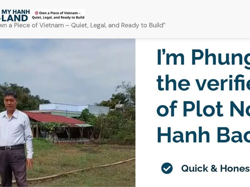 Ảnh chụp trang chủ website My Hanh Land – đất nền Long An dành cho nhà đầu tư nước ngoài